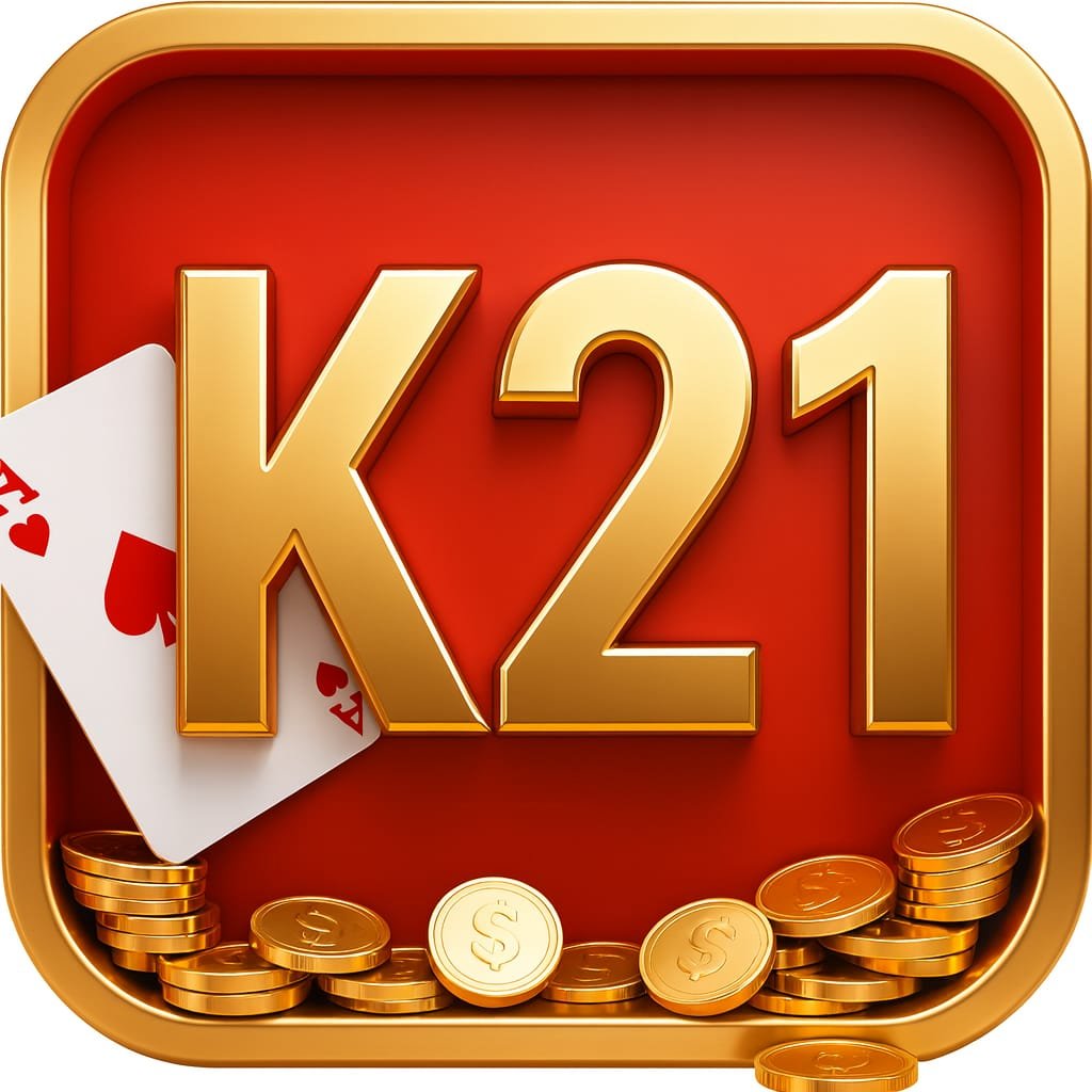 Logo of k21fun game showing cards and gold coins on a red background.